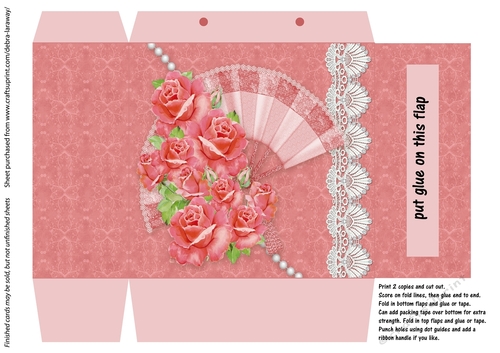 Pink Roses and Fan Valentine Birthday Gift Bag for Mom Wife Friend Women