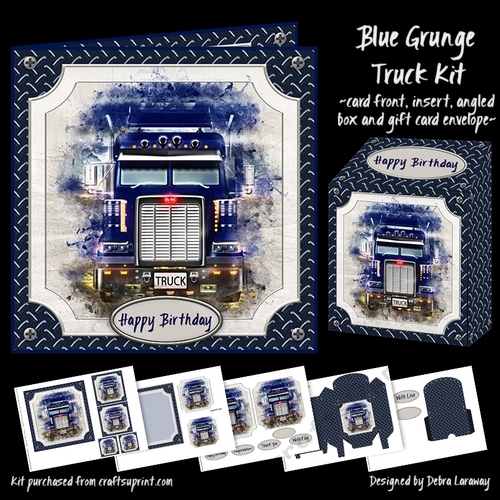 Blue Grunge Truck Semi Lorry Card for Men Kit Trucker Birthday Male