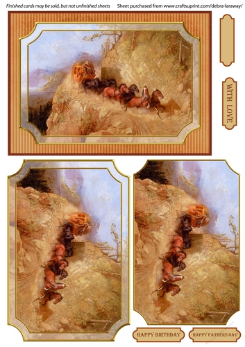 Stagecoach 1 Western cowboy horses fathers day mens birthday cards for men quick card male birthday