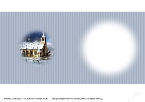 Snow scene 1 religious traditional Christmas scene winter church easy cut quick decoupage card insert
