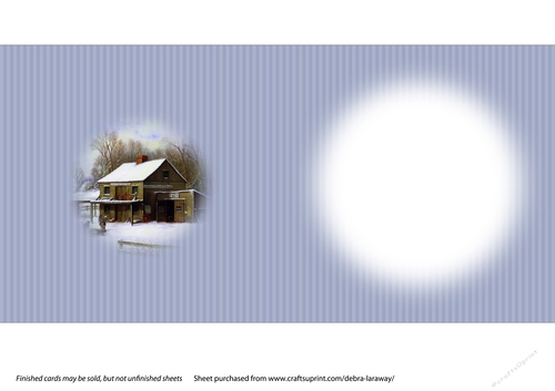 Snow Scene 2 traditional Christmas scene winter cabin and sled easy cut quick decoupage card insert