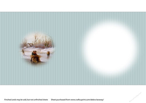 Snow Scene 5 traditional Christmas card Quick card Christmas scene landscape skating full insert