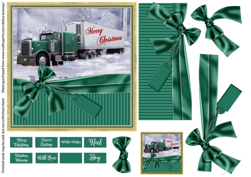 Snow Scene 7 Christmas card Quick card Card for men Truck Semi Lorry 18 Wheeler