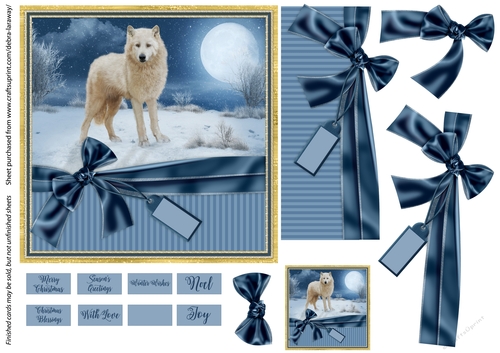 Snow Scene 8 Arctic Wolf wildlife scenic animals Christmas card Quick card