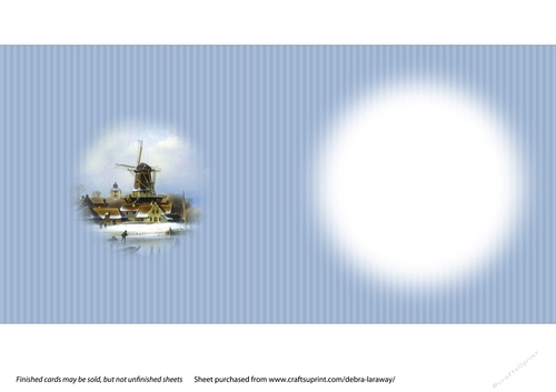 Snow Scene 6 traditional Christmas card Quick card Christmas scene windmill Netherlands landscape full insert