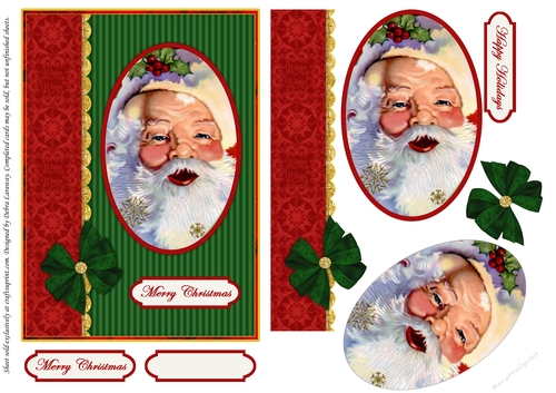 Christmas Card Santa Card Front Quick Card Decoupage with Border 2
