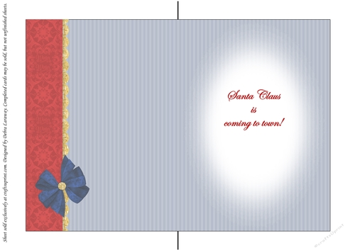 Christmas Card Santa Card Front Quick Card Decoupage with Border 3 insert B
