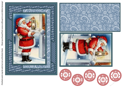 Clean & Simple Christmas, Quick Card, Layered, Decoupage, Santa Claus, St Nick,  2
