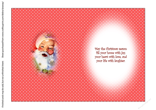 Clean & Simple Christmas Card Quick Card Decoupage Santa Claus 1 insert A