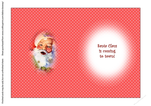 Clean & Simple Christmas Card Quick Card Decoupage Santa Claus 1 insert B