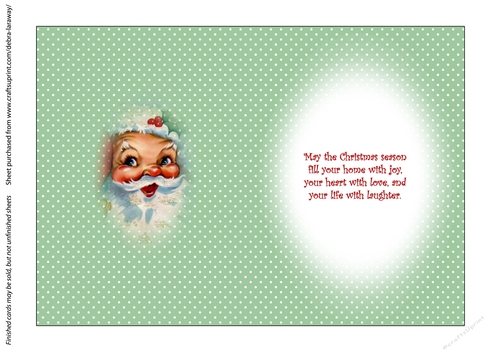 Clean & Simple Christmas Card Quick Card Decoupage Santa Claus 3 insert A