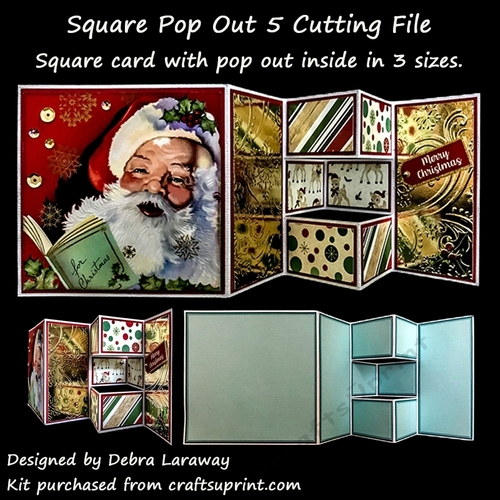 Square Inside Pop Out 5 Card Blank, Cutting File, Template, Tri Shutter, SVG