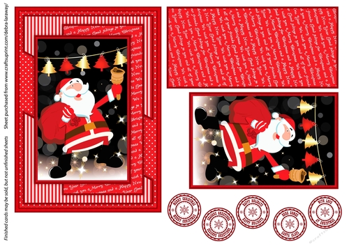 Clean & Simple Christmas, Quick Card, Layered, Decoupage, Santa Claus, St Nick, 4