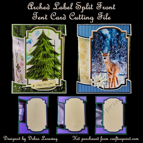 Arched Label, Tent Card, Clear, Cutting File, Template, Split Front, Half Fold