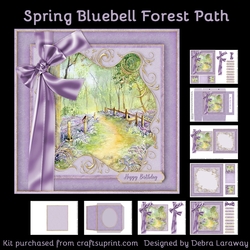 Spring Bluebell Forest Path, floral, bluebells, birthday, Mothers Day, Mum, Mom, Grandma, Quick Card
