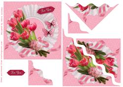 Pink Tulips and Lace Scallop Corner