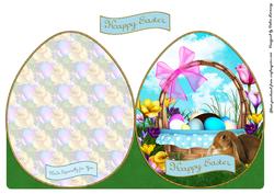 Easter Egg Shaped Bunny Rabbit and Basket Quick Card