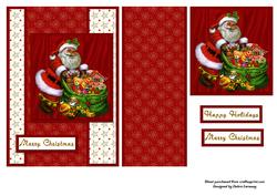 Santa and His Sack of Toys Christmas Card Santa Card