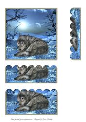 Moonlit Winter Wolf Easel Card