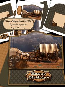Western Wagon Easel Card Kit