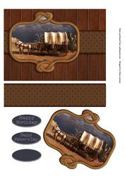 Western Wagon with Rope Frame Cards for Men Cowboy