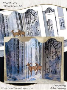 Winter Forest Deer 3 Panel Card
