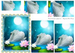 Moonlit Swan and Lily Stamp Pyramid