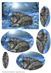Moonlit Winter Wolf Oval Pyramid