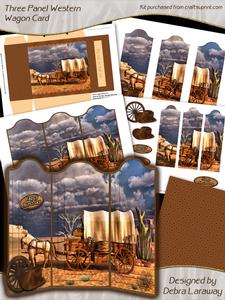 3 Panel Western Wagon and Gift Tote Cowboy Cards for Men