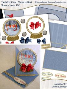 Twisted Easel Santas Suit Snow Globe Christmas Card Santa Card 