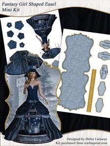 Fantasy Girl in Blue Shaped Easel