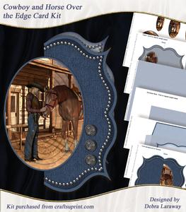 Western Cowboy and Horse Over the Edge Bracket Card Men
