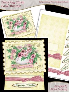 Easter Egg with Pink Flowers Stamp Easel Kit