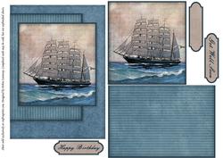 Vintage Ship Collage Card