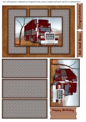 Red Big Rig Semi Truck Lorry Cards for Men Quick Card Male Birthday Trucker