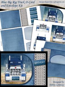 Blue Big Rig Semi Truck Lorry Cards for Men Male Birthday