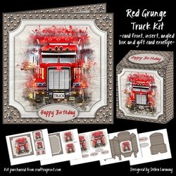 Red Grunge Truck Kit Cards for Men Male Birthday