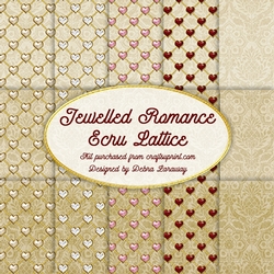 Jeweled Romance Ecru Lattice love valentine backing papers