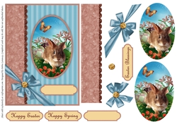 Colorful Easter Eggs and Rabbit Easy Card Front
