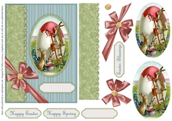 Colorful Easter Bunny Painting Egg Easy Card Front