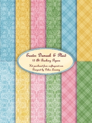 Easter Spring Damask & Plaid Pastel Backing Papers