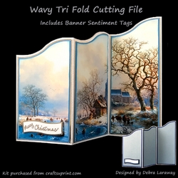 Wavy Tri Fold Cutting File Card Blank Template