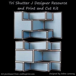 Tri Shutter Card J Commercial Use Template and Print and Cut
