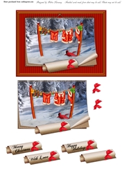 Santa Claus Clothesline Calendar Christmas Holiday Winter Easy Quick Cards