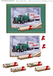 Semi Truck Lorry Big Rig Calendar Christmas Holiday Winter Easy Quick Cards
