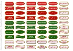 Merry Christmas Tiny Tags Green Red Holiday Small Labels Embellishments Sentiments
