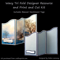 Wavy Tri Fold Designer Resource and Print and Cut Card Blank Template