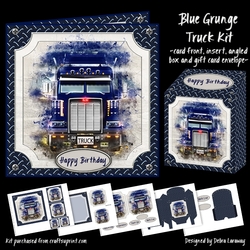 Blue Grunge Truck Semi Lorry Card for Men Kit Trucker Birthday Male