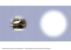 Snow Scene 2 traditional Christmas scene winter cabin and sled easy cut quick decoupage card insert
