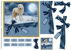 Snow Scene 8 Arctic Wolf wildlife scenic animals Christmas card Quick card
